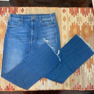 mother High Rise Jeans The Hustler Ankle Fray Wishful Drinking